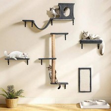Cat Wall Shelves 5-In-1 Furniture Wooden Climber Perches Condo House Bed