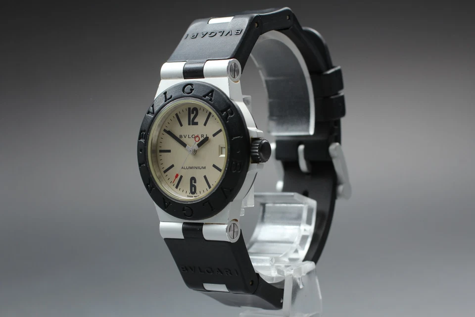 [Casi COMO NUEVO] BVLGARI Aluminio AL32A 32mm Esfera Blanca Cuarzo Unisex Reloj JAPÓN Foto 2 de 4