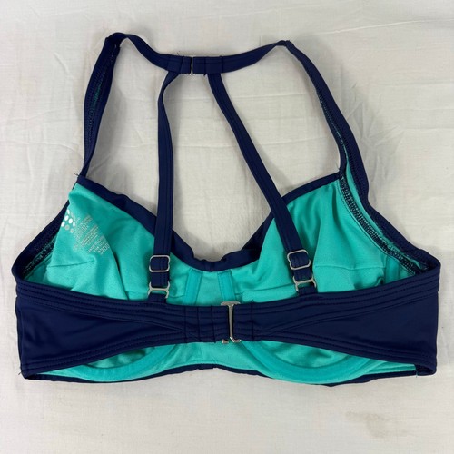 Title Nine Bikini Women’s 32DD XS Two Piece Blue Polka Dots Underwire Top - Picture 3 of 7