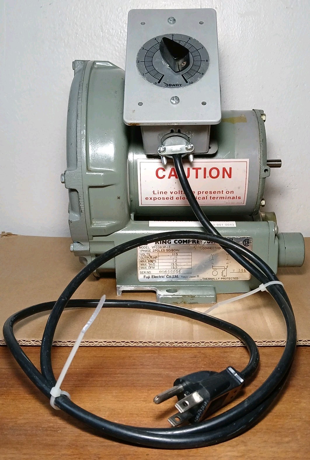 Fuji Electric VFC083P-1T Ring Compressor Blower 115V W/Dart Control Speed dial