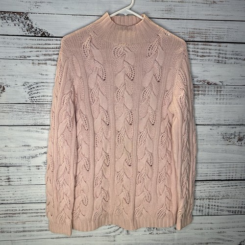 Vintage Neiman Marcus Cashmere Chunky Cable Knit Mock Neck Sweater Women’s Large - Image 1