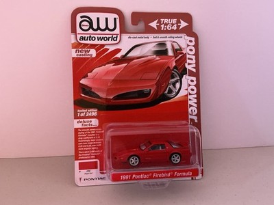 オートワールド　レア！ウルトラレッド！　ポンティアック　ファイアーバード　T/A AUTO WORLD Red 1991 Pontiac Firebird Formula 1:64 Scale Diecast