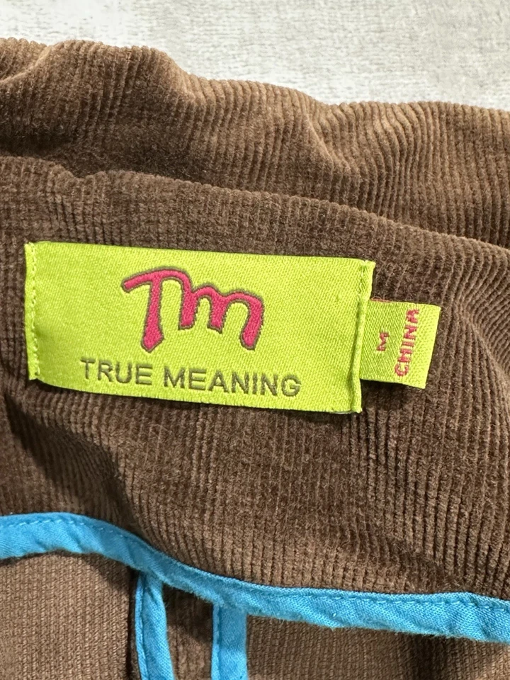 Chaqueta para mujer TM True Meaning talla mediana marrón bordado flores botón * Foto 3 de 4