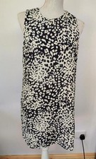 Warehouse Animal Print Shift Dress Size 10 BNWT Black Cream Sleeveless Tinic