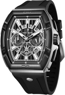 Luxury Men's Paras Crown Tonneau Chronograph Waterproof Watch - 5ATM