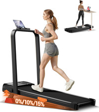 3-In-1 Walking Pad with 15 Incline, Portable under Desk Treadmill, Foldable Tre