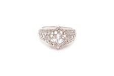 Sterling Silver 925 Cubic Zirconia Ring Size 8 Filigree