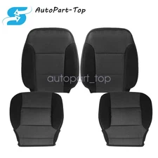 Driver & Passenger Bottom & Top Cloth Seat Cover Black For 2015-2019 GMC Sierra