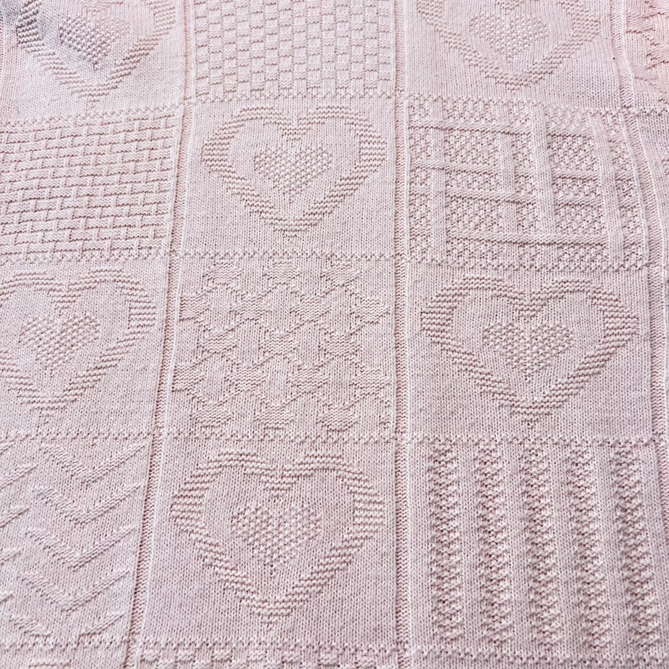 Vintage Jennifer Moore Patchwork Heart Sweater Pink Size Medium Retro Grannycore - Image 4 of 4