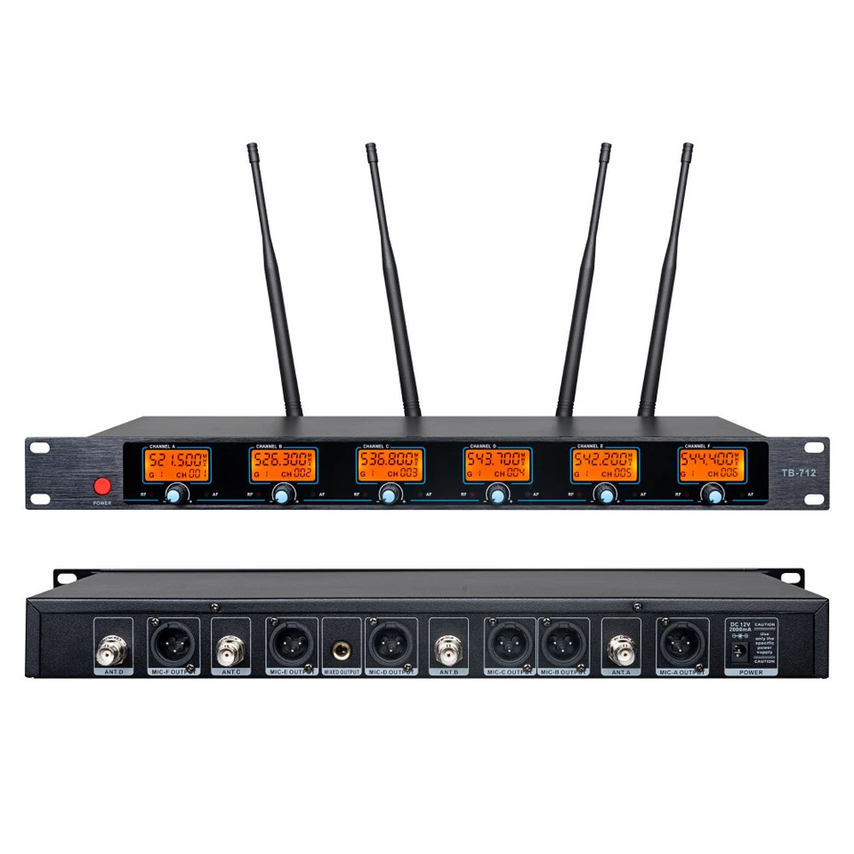 Wireless Microphone System UHF 6 Handheld Metal Dynamic Mic Church KTV School - Image 2 of 4