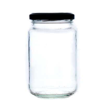 100 x Glas Marmeladengläser 375 ml Glas schwarze Deckel 1 Pfund Marmelade Honig Hauskonserven