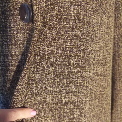 Womans Long Coat Jacket Vintage Danny & Nicole Size 14 Brown Black Cream Button - Picture 3 of 10