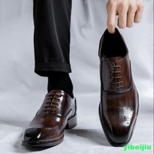 Men's Wing Tip Brogue Derby Shoes Leather Dress Formal Wing Tip Carved England