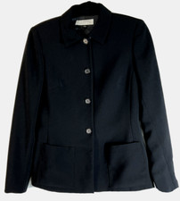 VTG TAHARI Black Comfort Blazer Jacket SZ 4 Open Front Pockets Shoulder Pads
