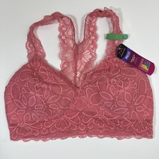 MAIDENFORM Lace Wireless Racerback Pink Begonia Bralette Bra NEW Womens Sz Large
