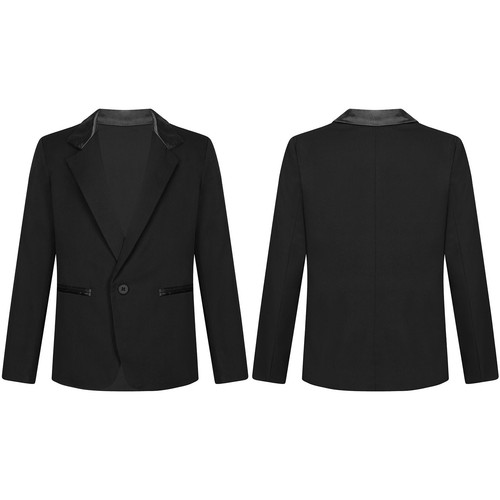 Kids Boys Tuxedo Jacket Lapel Suit Blazer Outwear for Dinner Prom Wedding Party - Picture 5 of 36