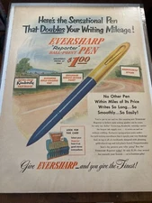 Vintage 1950 Eversharp Pen Doubles Your Writing Mileage ad