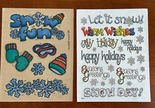 2 Provo Craft Winter Sticker Sheets SNOW Mittens Happy Holidays Happy Holidays
