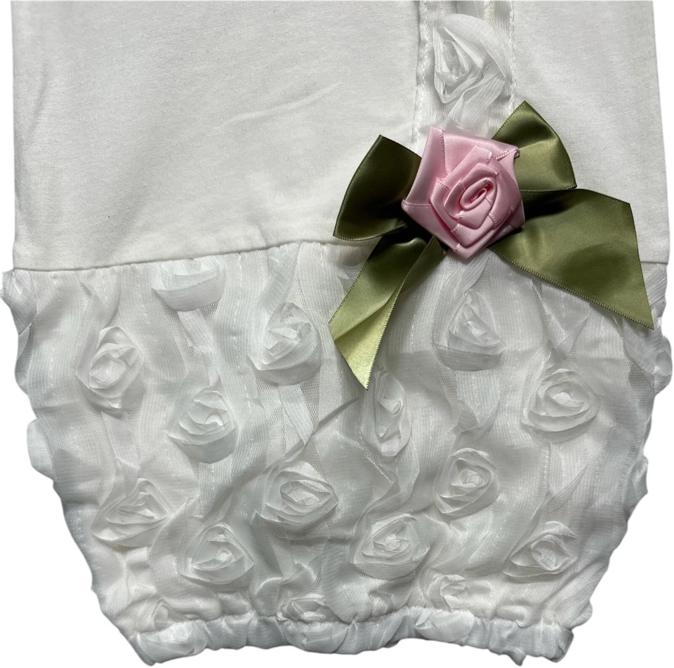 NWT Stephan Baby White Rosettes LS White Cap & Gown Set, 0-6 mos. - Image 4 of 4