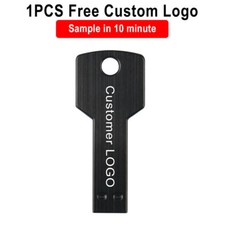Free Logo Metal Key USB 2.0 Flash Drive Gold Real Capacity Pen Drive 64G 32G 16G