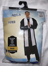Amscan Adult Standard Father Priest 3 Piece Costume Robe Collar Stole NEW