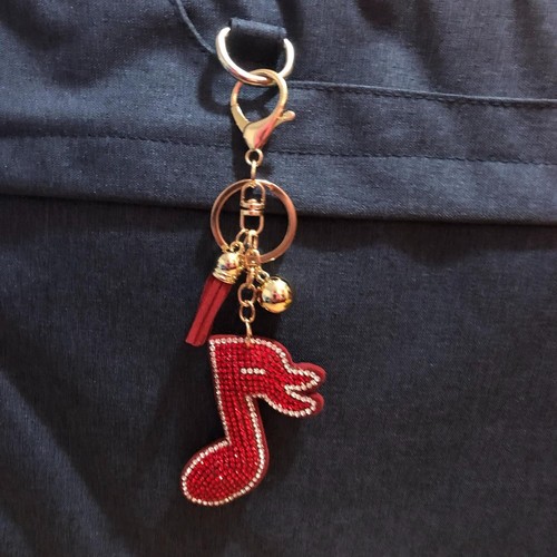 Red Music Note Keychain for Women and Girls Rhinestone Purse Charms Bling... - Picture 5 of 16