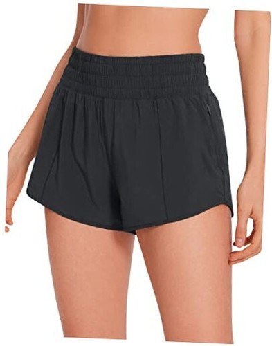 High Waisted Running Shorts for Women 2.5" - Mesh Liner Quick Dry Medium Black