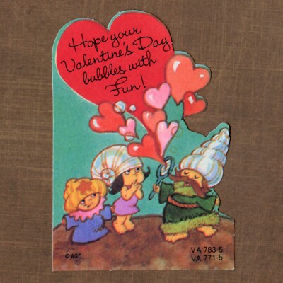 Unused Vintage Die Cut Flat Valentine Card   AMERICAN GREETINGS Bubbles Fun Kids