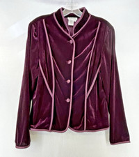 NWT Coldwater Creek Purple Plush Velvet Jacket Size 10