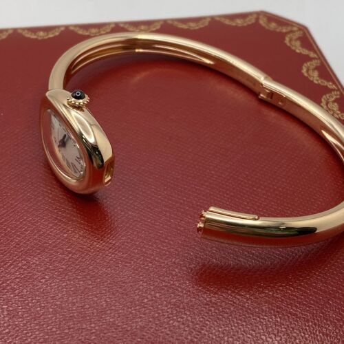 Montre à quartz pour femme Cartier Baignoire Mini or rose 18 carats cadran argent WGBA0036 - Photo 8 sur 10