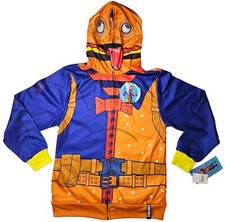 Fortnite Beef Boss Boys Zip-Up Hoodie Size Large Fun Graphics Hood Mask Cosplay