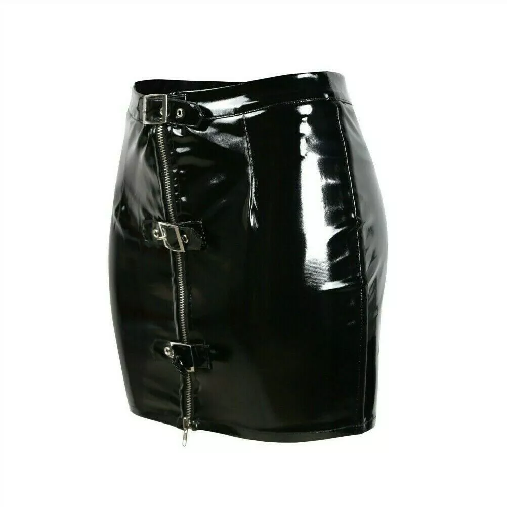 Patent leather best sale skirt