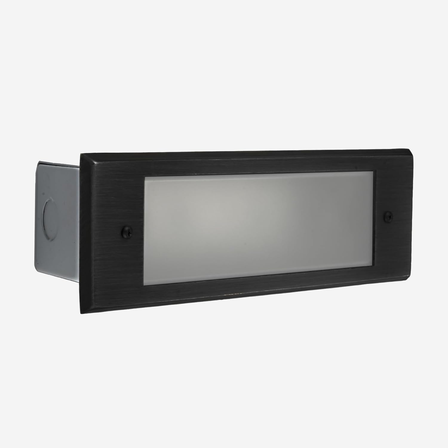 Low voltage outdoor LED step light with concrete deck solid brass faceplate and steel box  