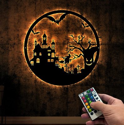 Spooky Halloween, Witch House Haunted House Decor, Halloween Metal Wall Art