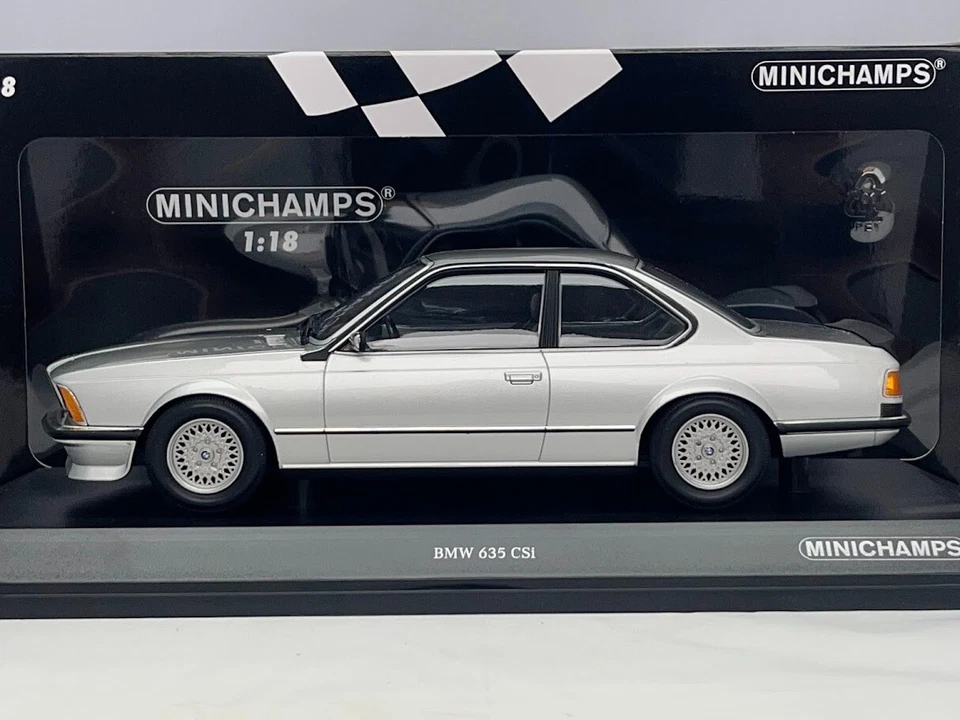 BMW 635 CSi 1982 Metallic Silver Modello Auto Diecast 1/18 Scala Minichamps - Immagine 4 di 4