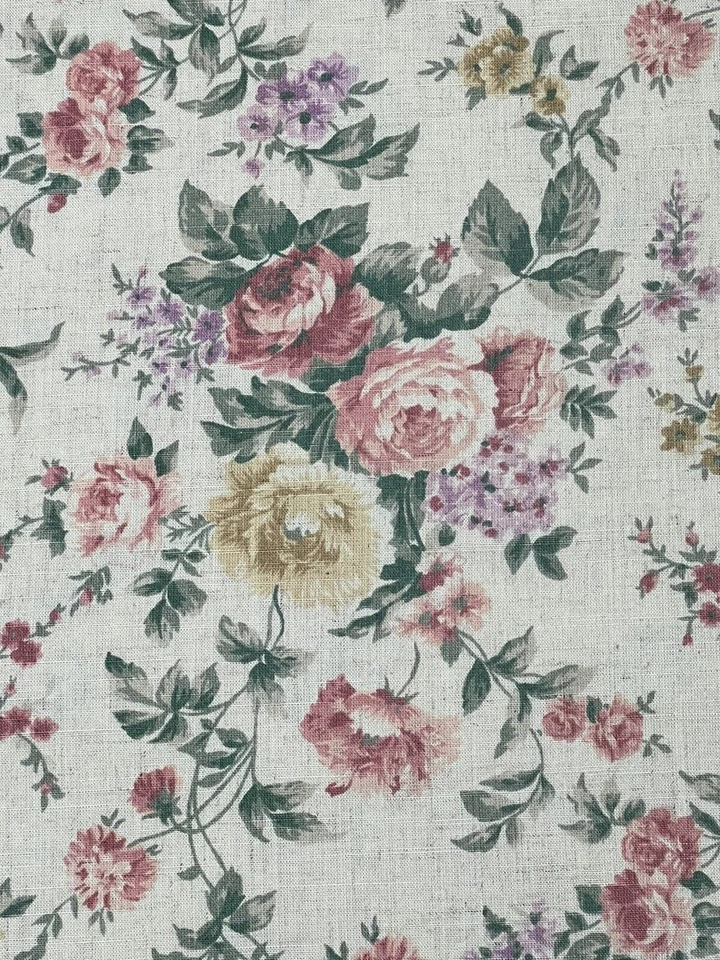 Omega Textiles Fabric 2 1/3 Yards x 56" Roses Floral Linen-like Cottagecore Sew - Image 2 of 4