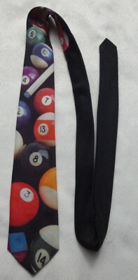Krawatte RALPH MARLIN USA Billard Kugeln Schlips Wildwest 1991 Polyester