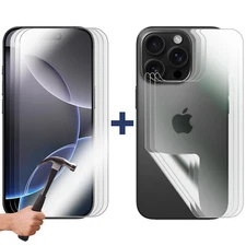 3 Set Tempered Glass Screen Protector for Apple iPhone 16 PRO Front + Film Back