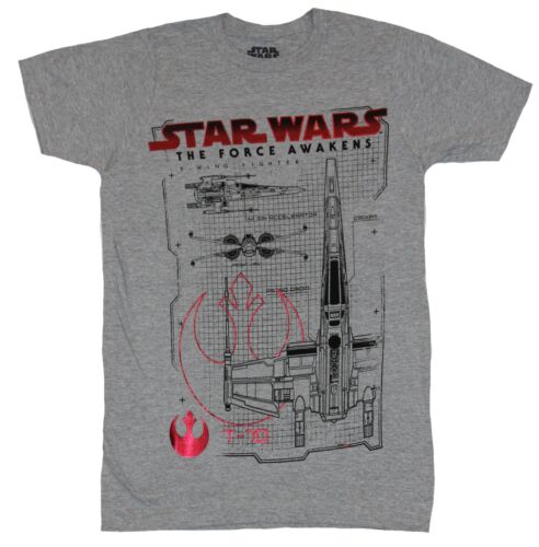 Star Wars The Force Awakens Adult New T-Shirt - Red Foil X-wing Schematics - Picture 1 of 1