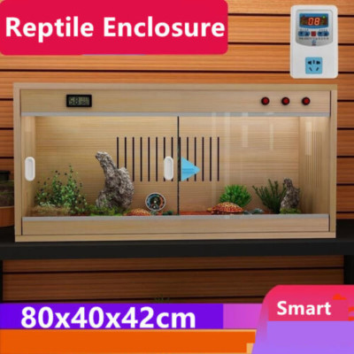 80x40x42cm Premium Holz Reptiliengehege Reptilientank Glasterrarium DE