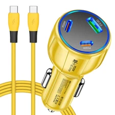 90W Multi Port Type C Cigarette Lighter Usb QC3.0&PD30W Fast Car Charger Adapter