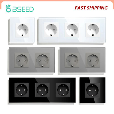 1/2/3Fach Wand Steckdosen Glas Panel Doppelt Steckdosen Weiss Einzel Steckdose