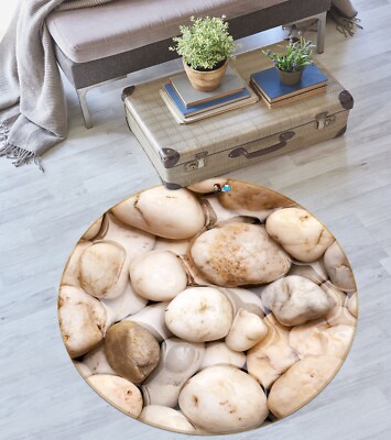 3D White Pebbles O1375 Game Rug Mat Round Elegant Photo Carpet Mat Eve ...