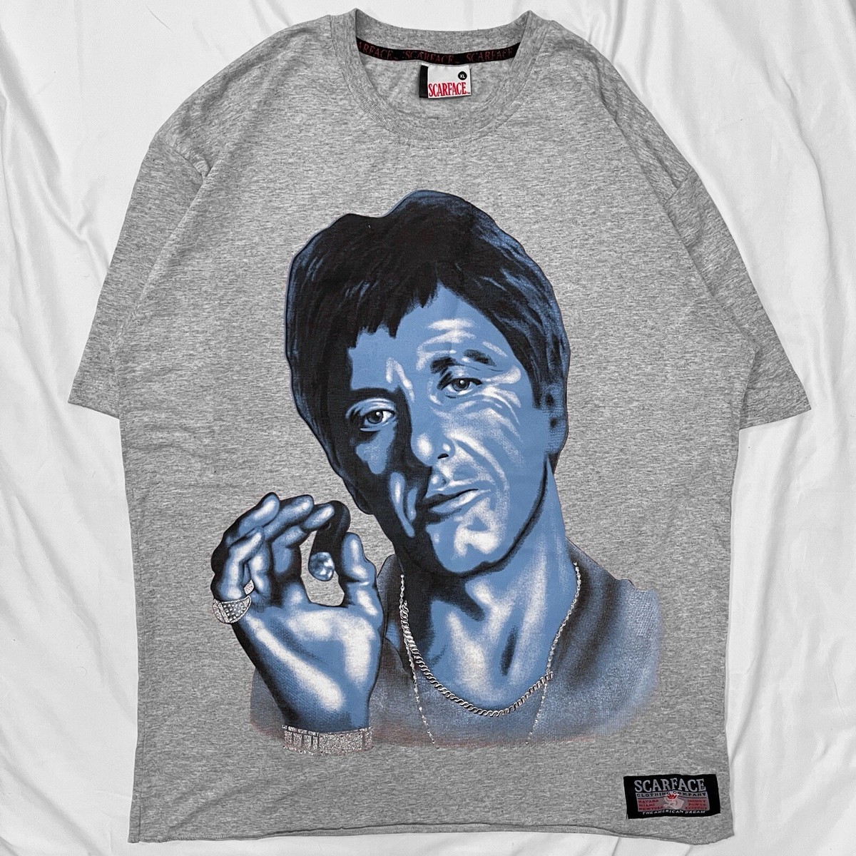 Vintage y2k 00s 90s scarface Big Face movie t shirt tee Rhinestone 