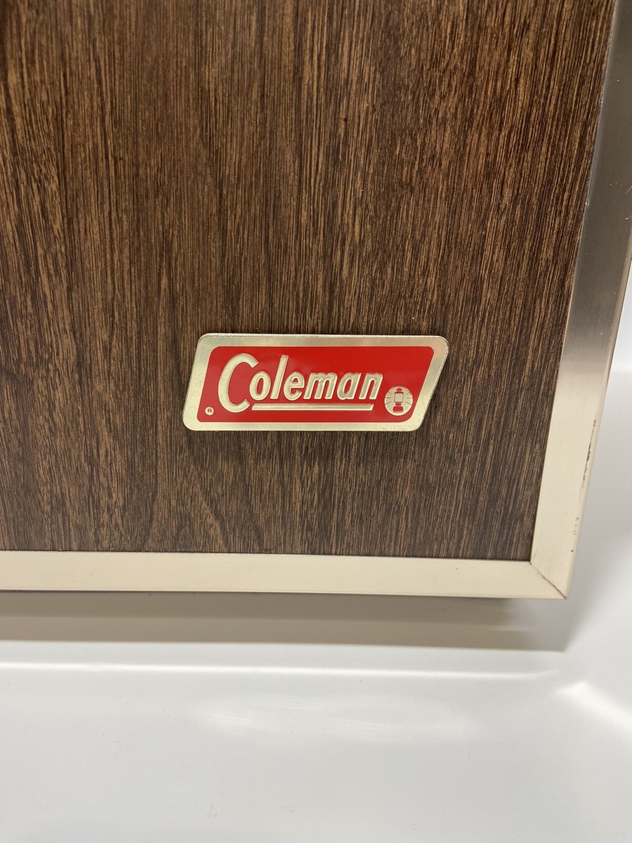 Antique Coleman Cooler vintage Upright Fridge Faux Wood 26in x 16x