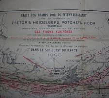 SOUTH AFRICA - GOLD MINES - MAP of the WITWATERSRAND GOLD FIELDS. 1895 