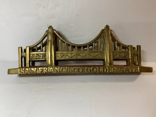 SAN FRANCISCO GOLDEN GATE BRIDGE BRASS REPLICA DESK LETTER HOLDER PAPERWEIGHT