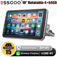 Single 1DIN Auto Rotatable Screen 10.1" Android 15 Car Stereo Radio GPS 4 64GB