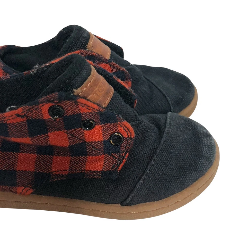 Toms ребенка ясельного возраста мальчиков Buffalo клетку красный черный холст Hi верхний туфли кроссовки размер 7 - Изображение 3 из 4
