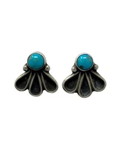 Geraldine James, Earring, Kingman Turquoise, Sterling Silver, Navajo, 3/4"